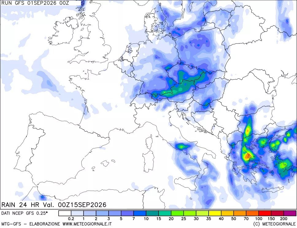 mappa Precipitazioni 24 ore precedenti