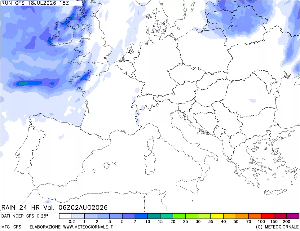 mappa Precipitazioni 24 ore precedenti
