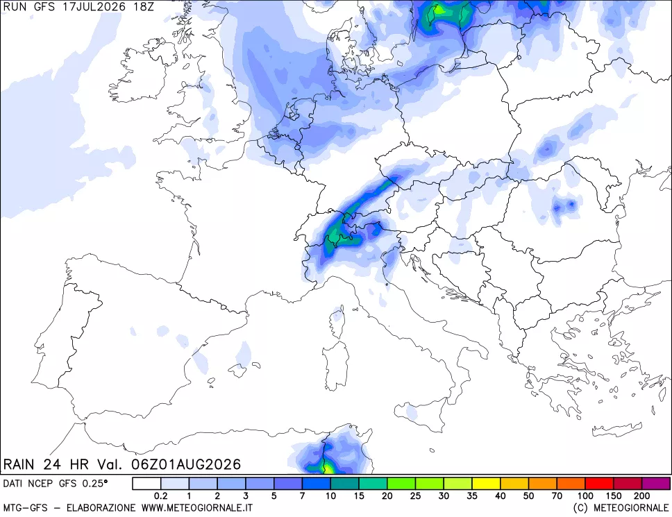 mappa Precipitazioni 24 ore precedenti