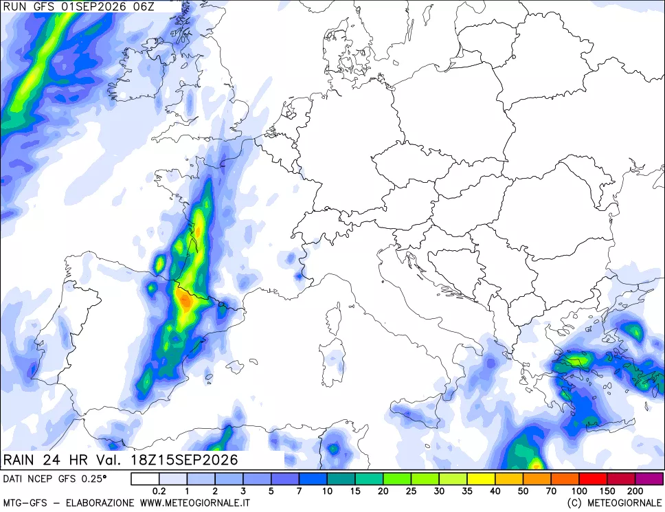 mappa Precipitazioni 24 ore precedenti