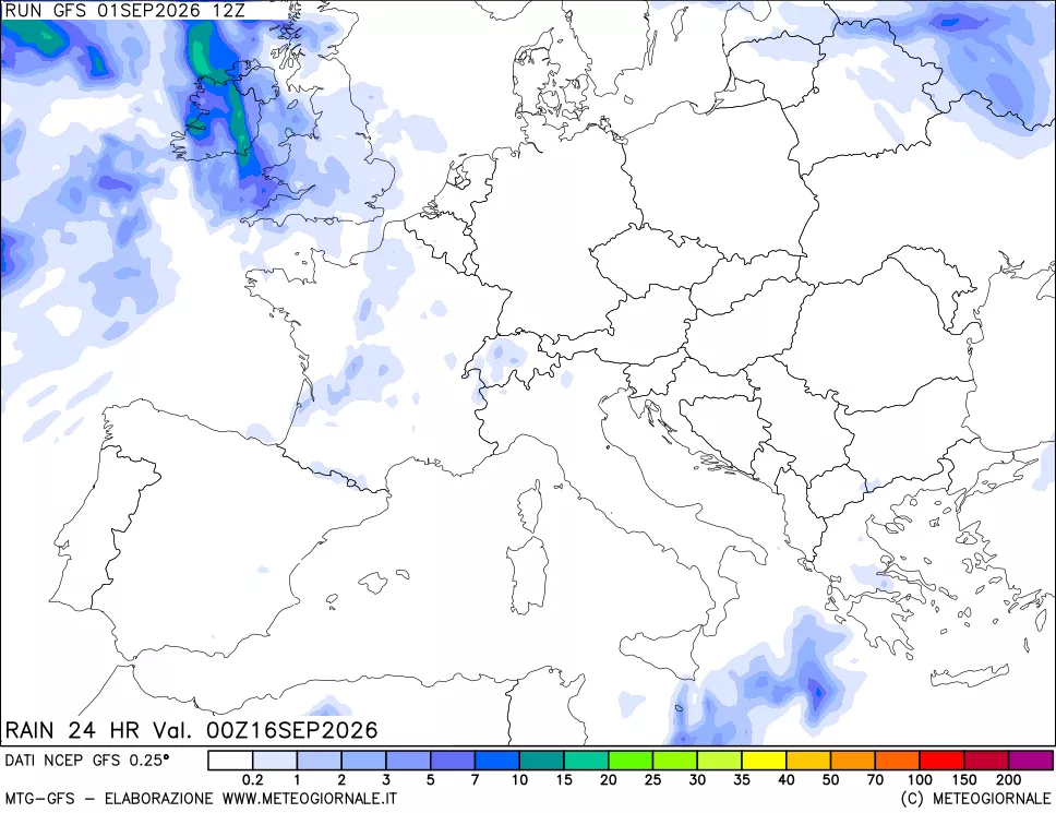 mappa Precipitazioni 24 ore precedenti