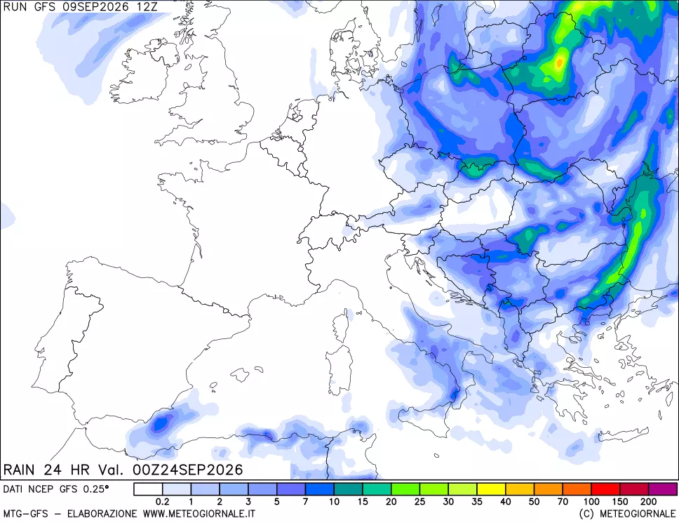 mappa Precipitazioni 24 ore precedenti