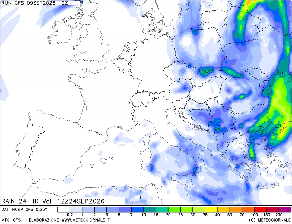 mappa Precipitazioni 24 ore precedenti