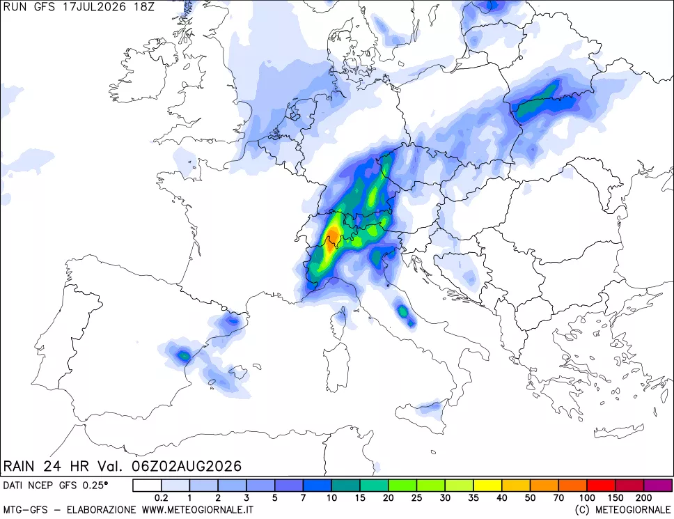 mappa Precipitazioni 24 ore precedenti