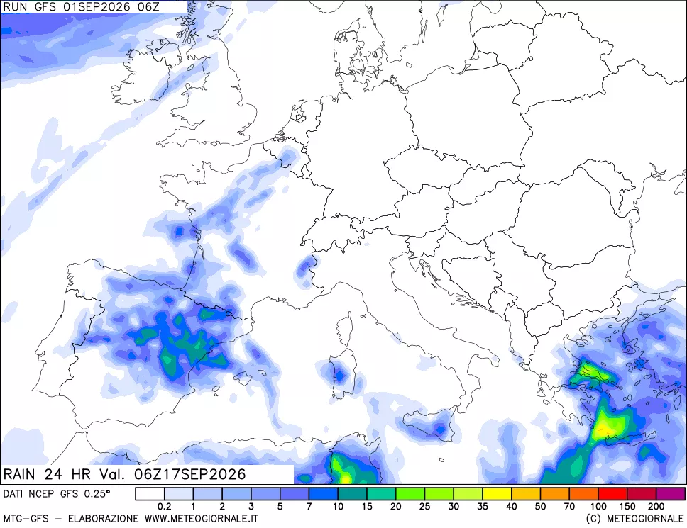 mappa Precipitazioni 24 ore precedenti
