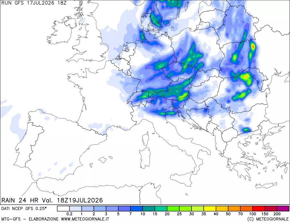 mappa Precipitazioni 24 ore precedenti