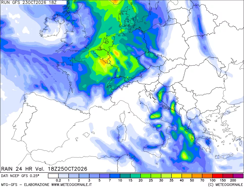 mappa Precipitazioni 24 ore precedenti