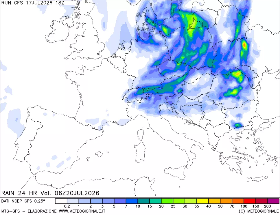 mappa Precipitazioni 24 ore precedenti