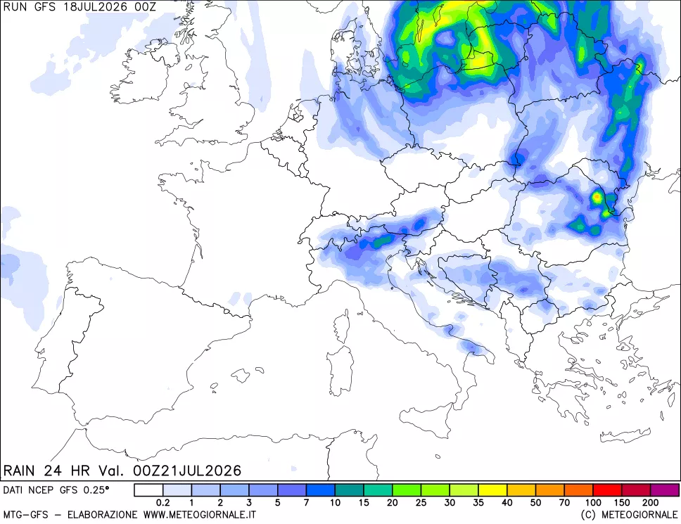 mappa Precipitazioni 24 ore precedenti
