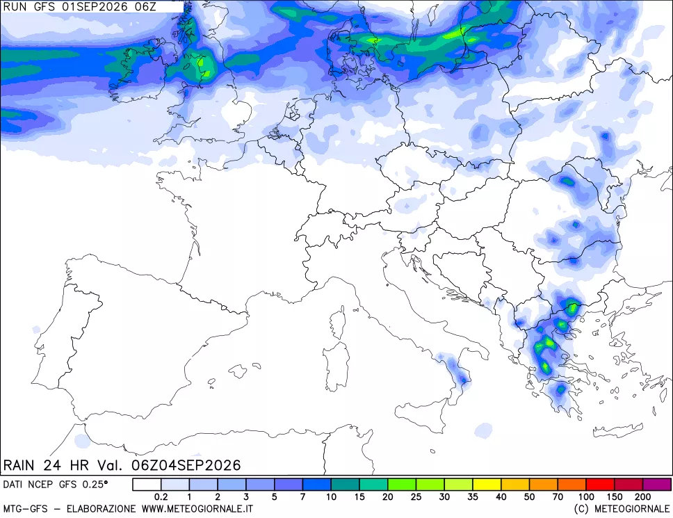 mappa Precipitazioni 24 ore precedenti