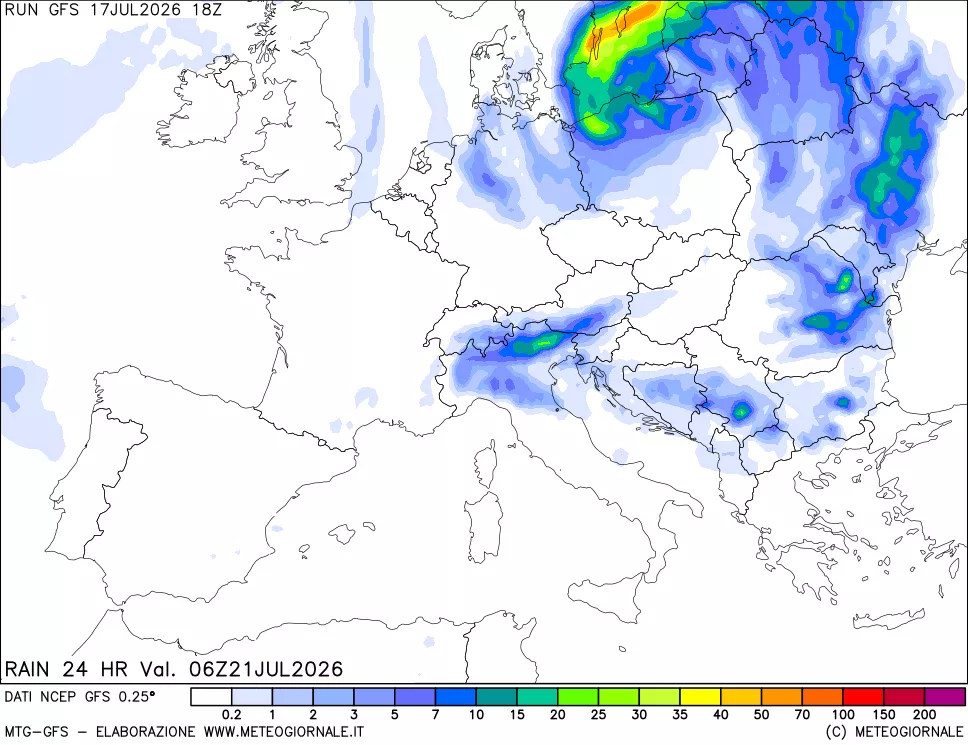 mappa Precipitazioni 24 ore precedenti