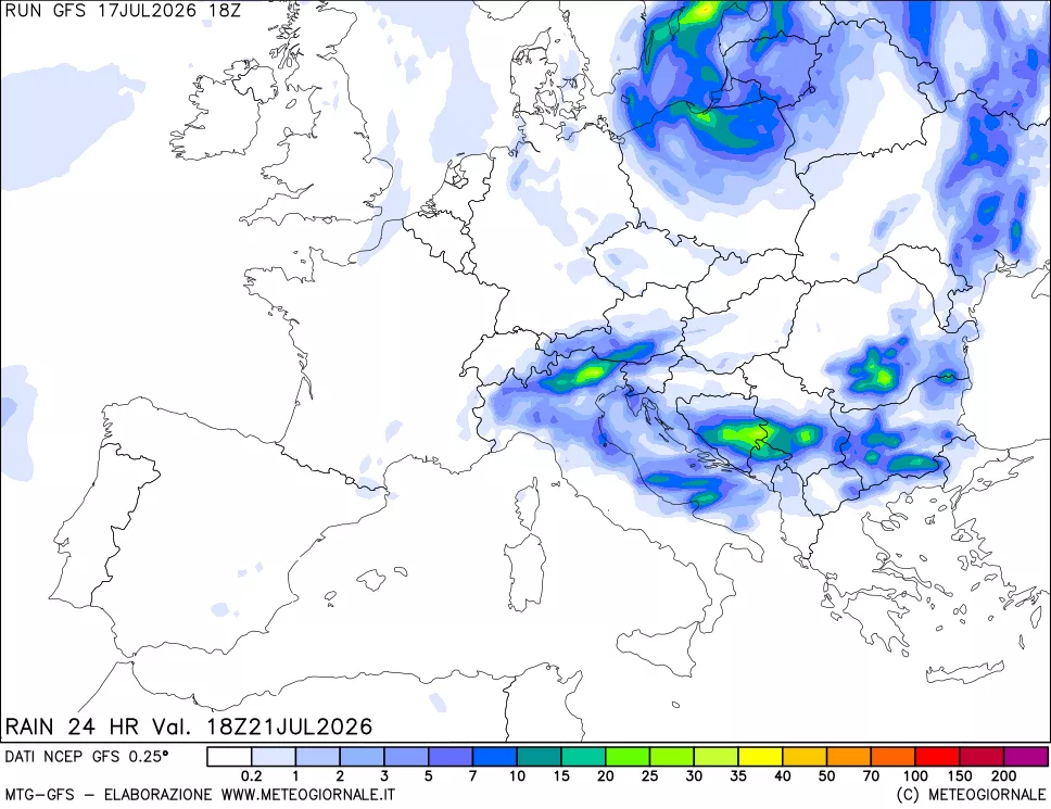 mappa Precipitazioni 24 ore precedenti