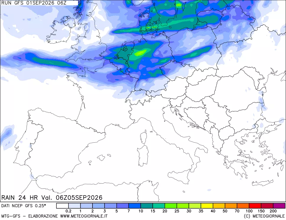 mappa Precipitazioni 24 ore precedenti
