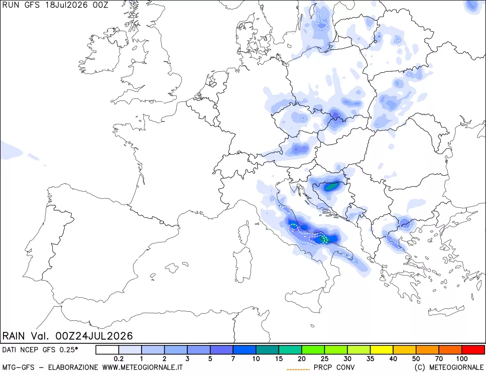 mappa Precipitazioni totali e convettive