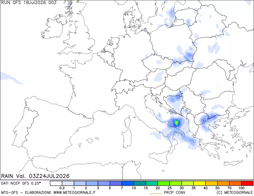 mappa Precipitazioni totali e convettive