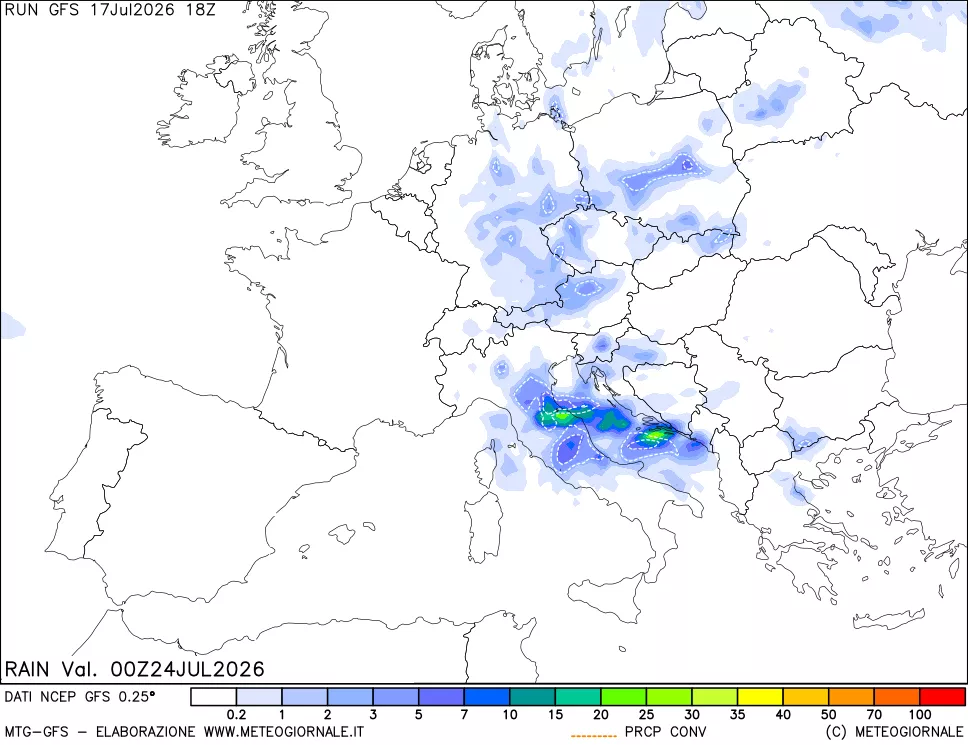mappa Precipitazioni totali e convettive