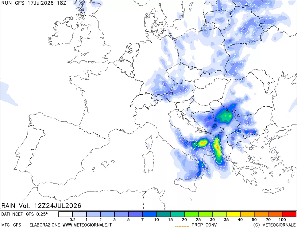 mappa Precipitazioni totali e convettive