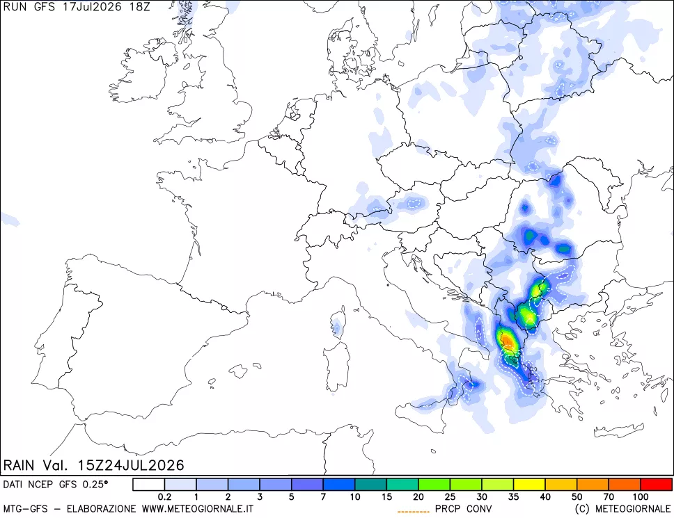 mappa Precipitazioni totali e convettive