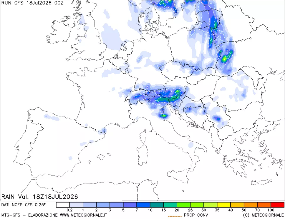 mappa Precipitazioni totali e convettive