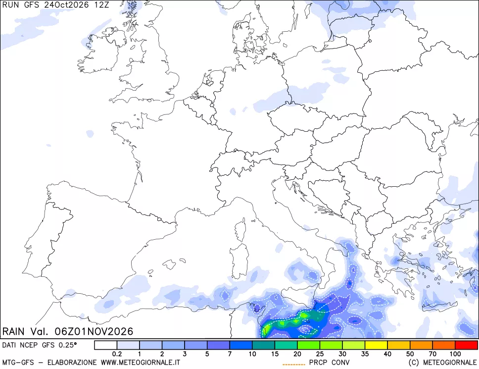 mappa Precipitazioni totali e convettive
