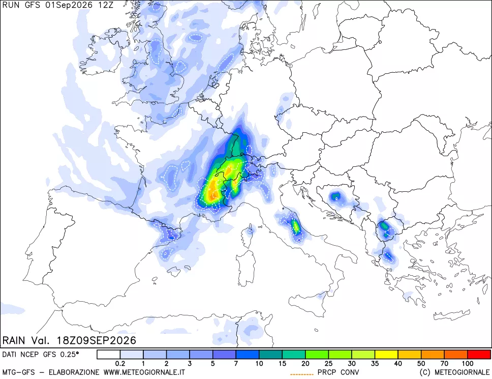 mappa Precipitazioni totali e convettive