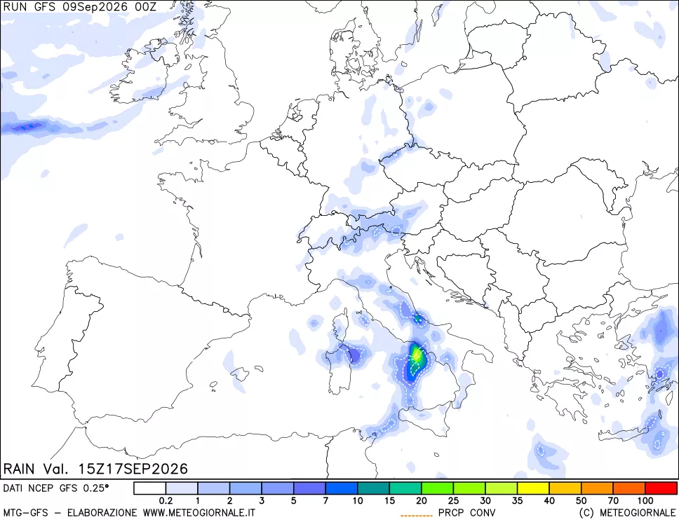 mappa Precipitazioni totali e convettive
