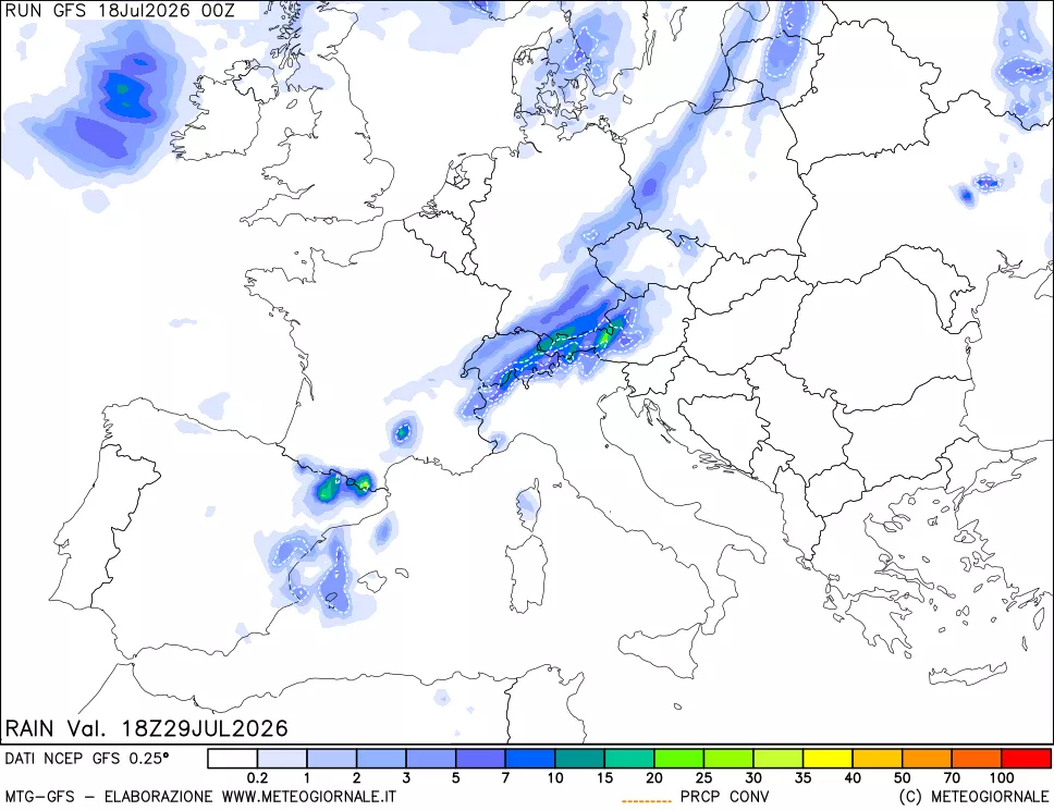 mappa Precipitazioni totali e convettive