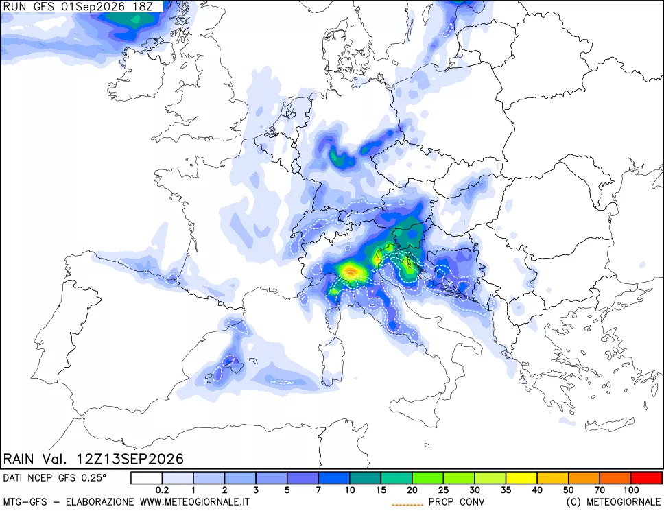 mappa Precipitazioni totali e convettive