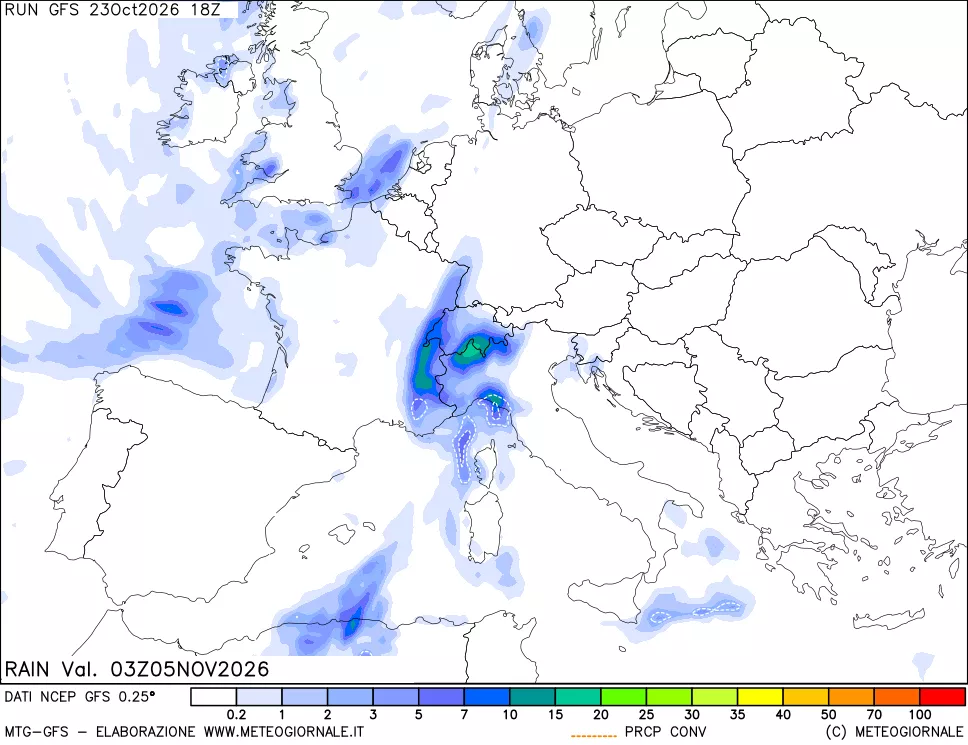 mappa Precipitazioni totali e convettive