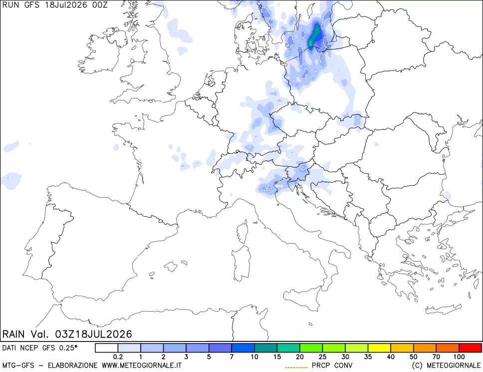 mappa Precipitazioni totali e convettive