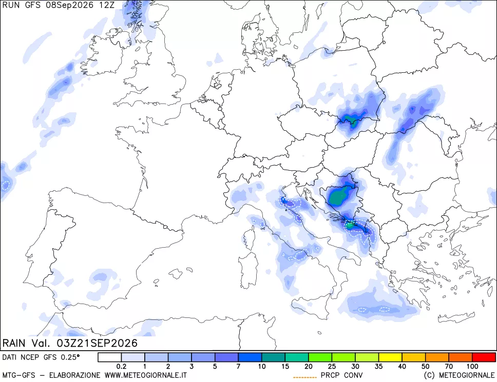 mappa Precipitazioni totali e convettive