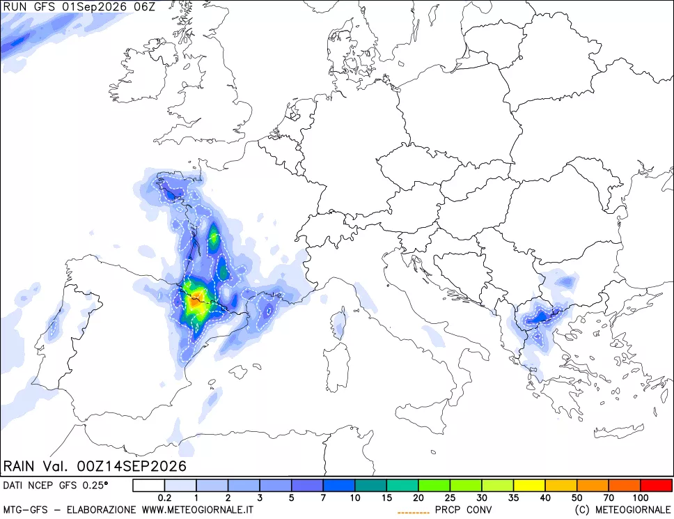 mappa Precipitazioni totali e convettive