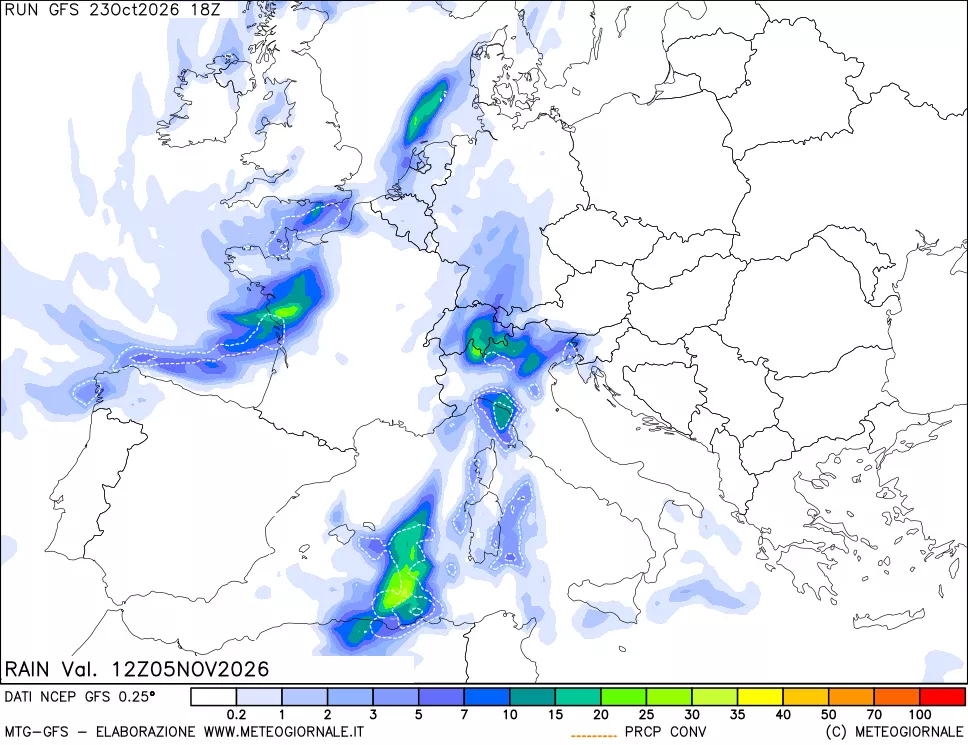 mappa Precipitazioni totali e convettive