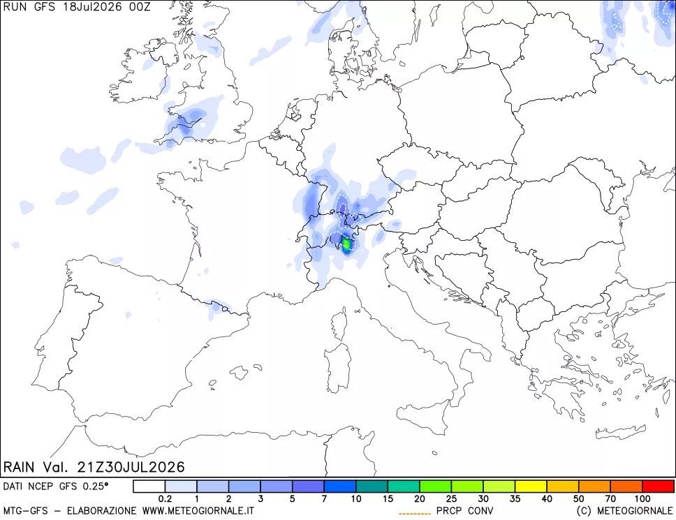 mappa Precipitazioni totali e convettive