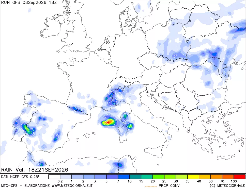 mappa Precipitazioni totali e convettive