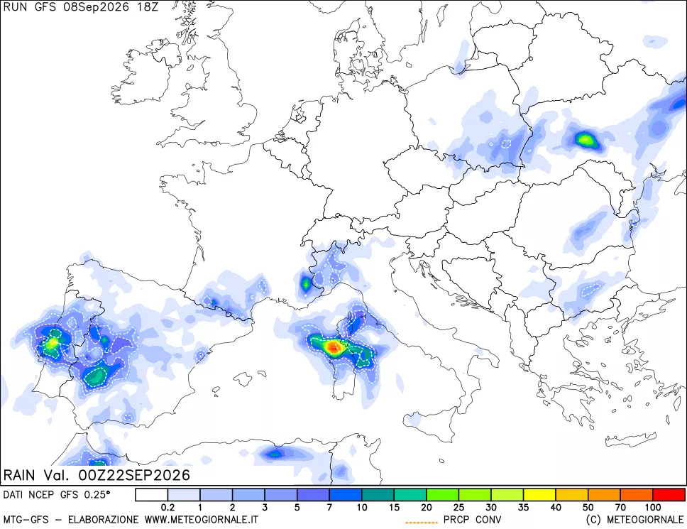 mappa Precipitazioni totali e convettive