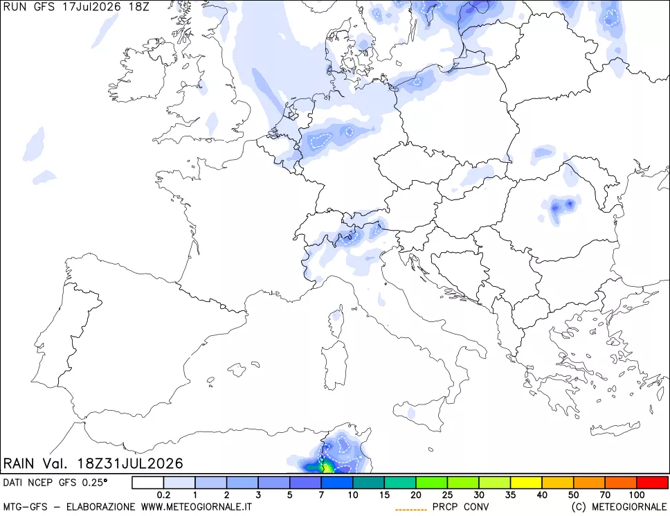 mappa Precipitazioni totali e convettive