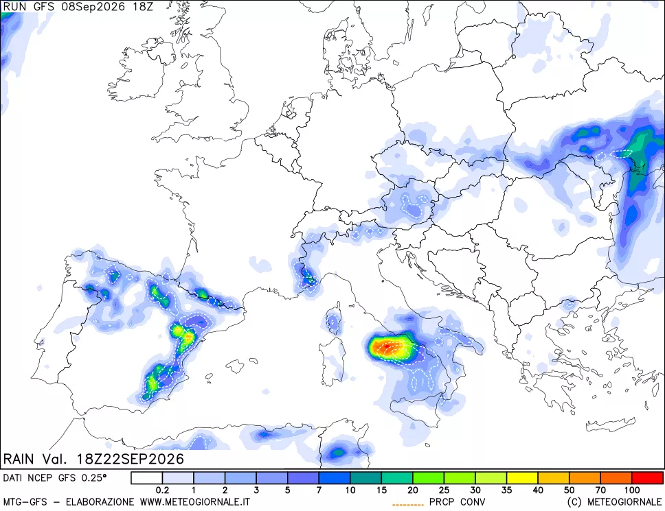mappa Precipitazioni totali e convettive