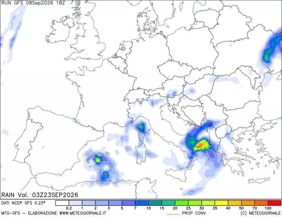 mappa Precipitazioni totali e convettive