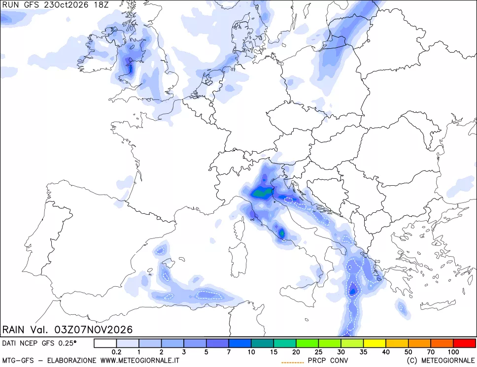 mappa Precipitazioni totali e convettive