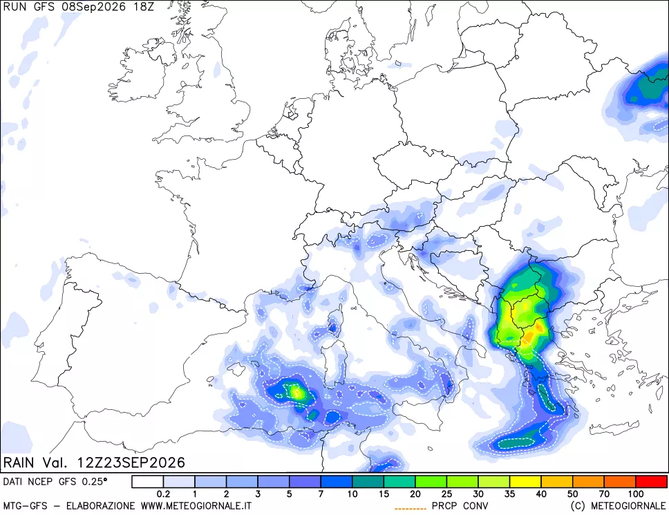 mappa Precipitazioni totali e convettive