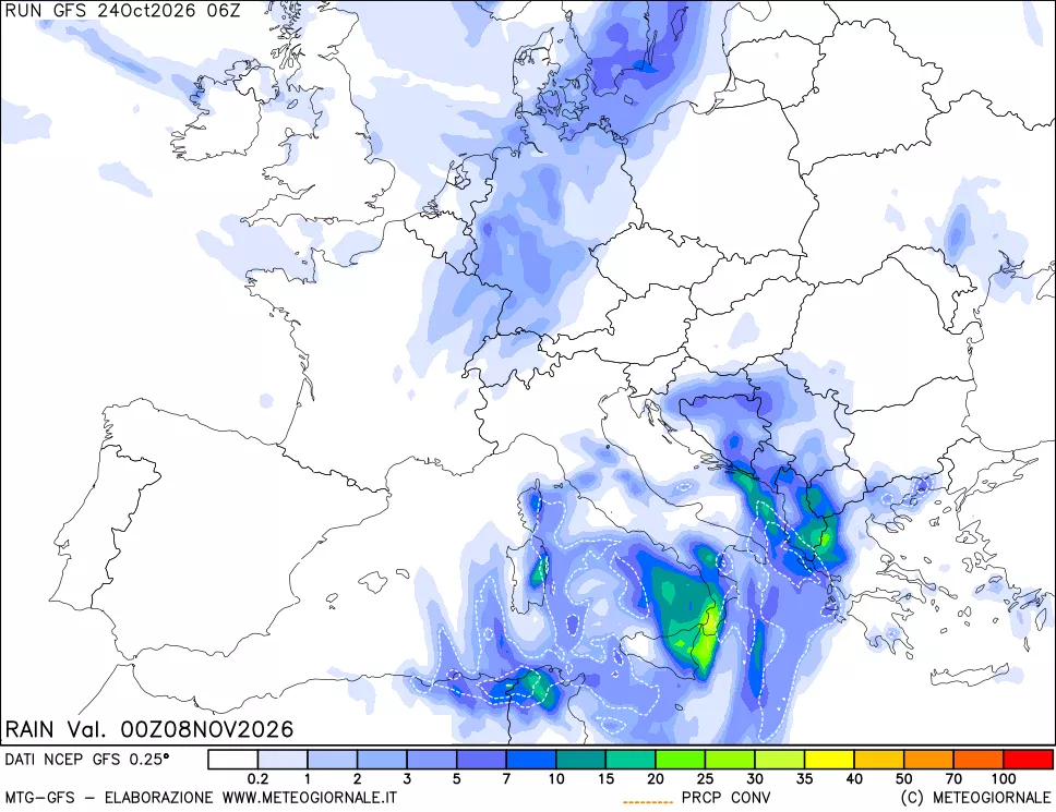 mappa Precipitazioni totali e convettive