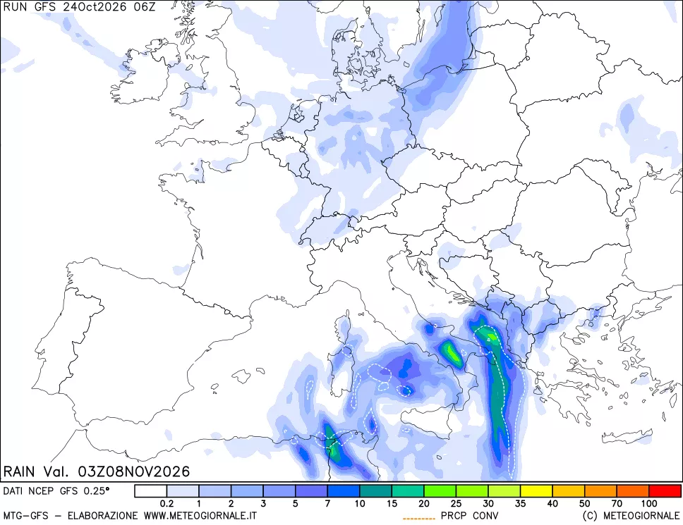 mappa Precipitazioni totali e convettive