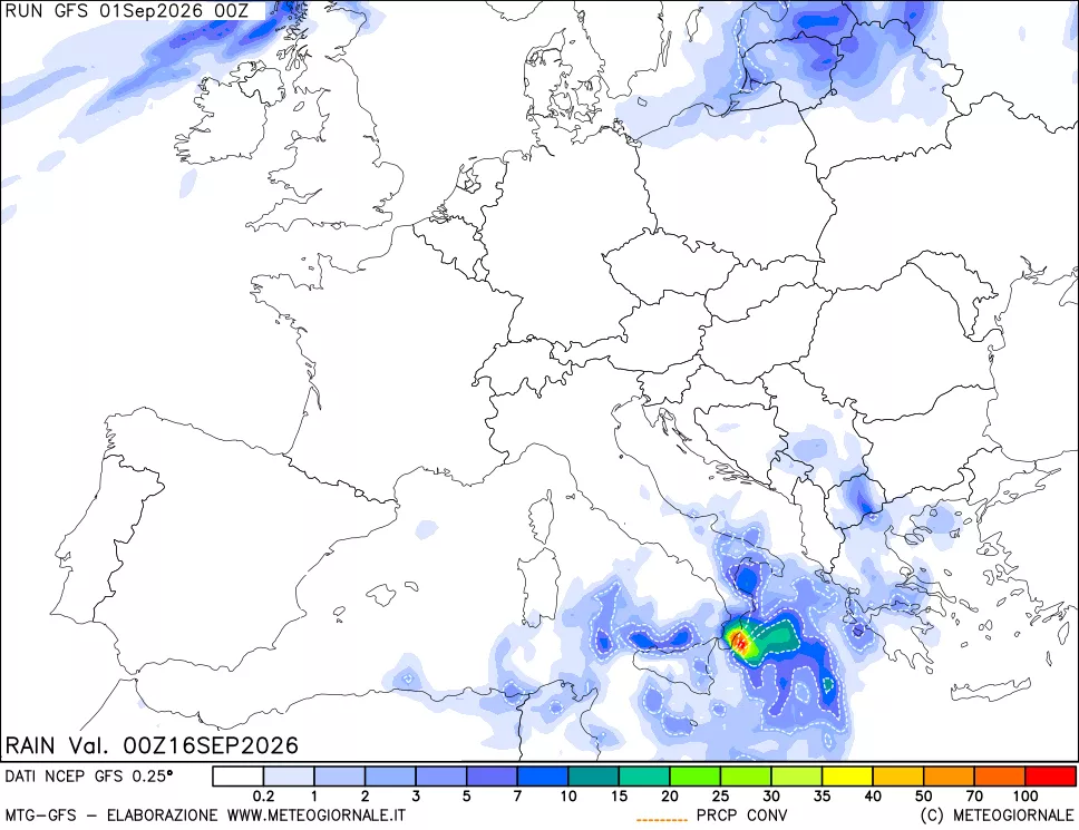 mappa Precipitazioni totali e convettive