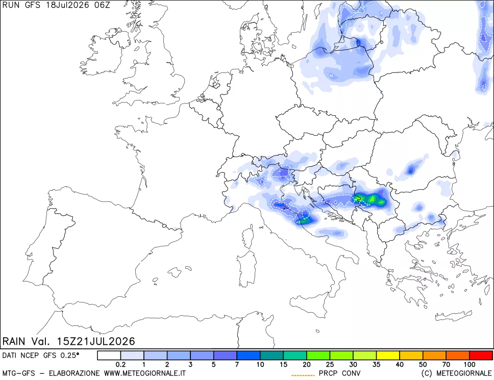 mappa Precipitazioni totali e convettive