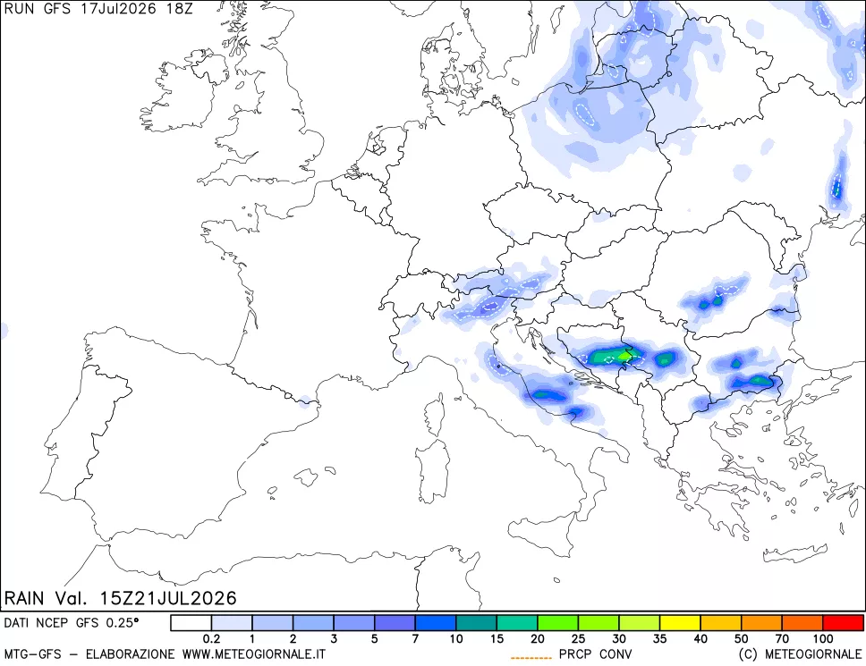 mappa Precipitazioni totali e convettive