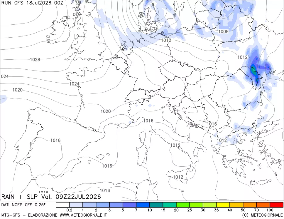 mappa Precipitazioni e pressione SLM