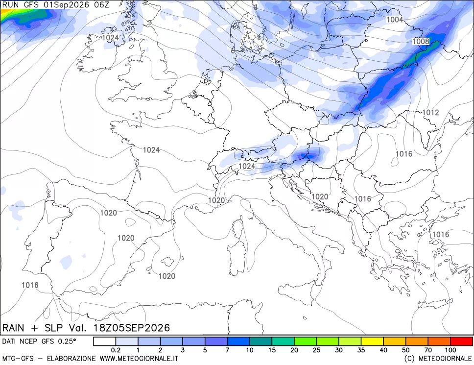 mappa Precipitazioni e pressione SLM