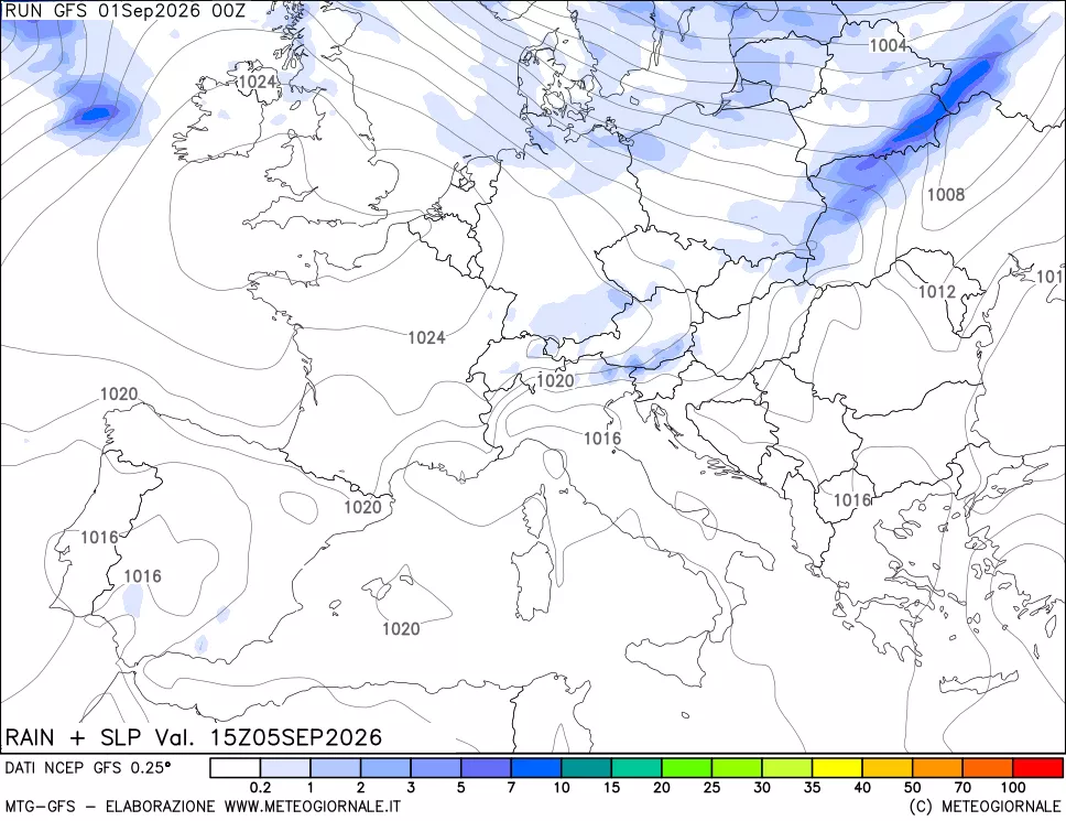mappa Precipitazioni e pressione SLM