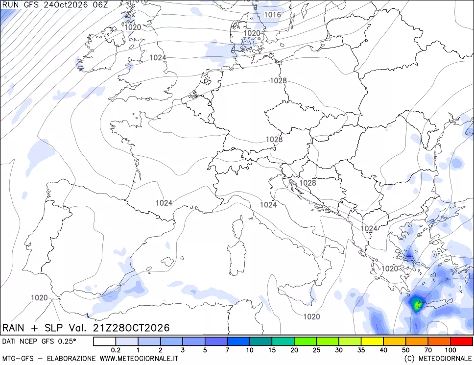 mappa Precipitazioni e pressione SLM